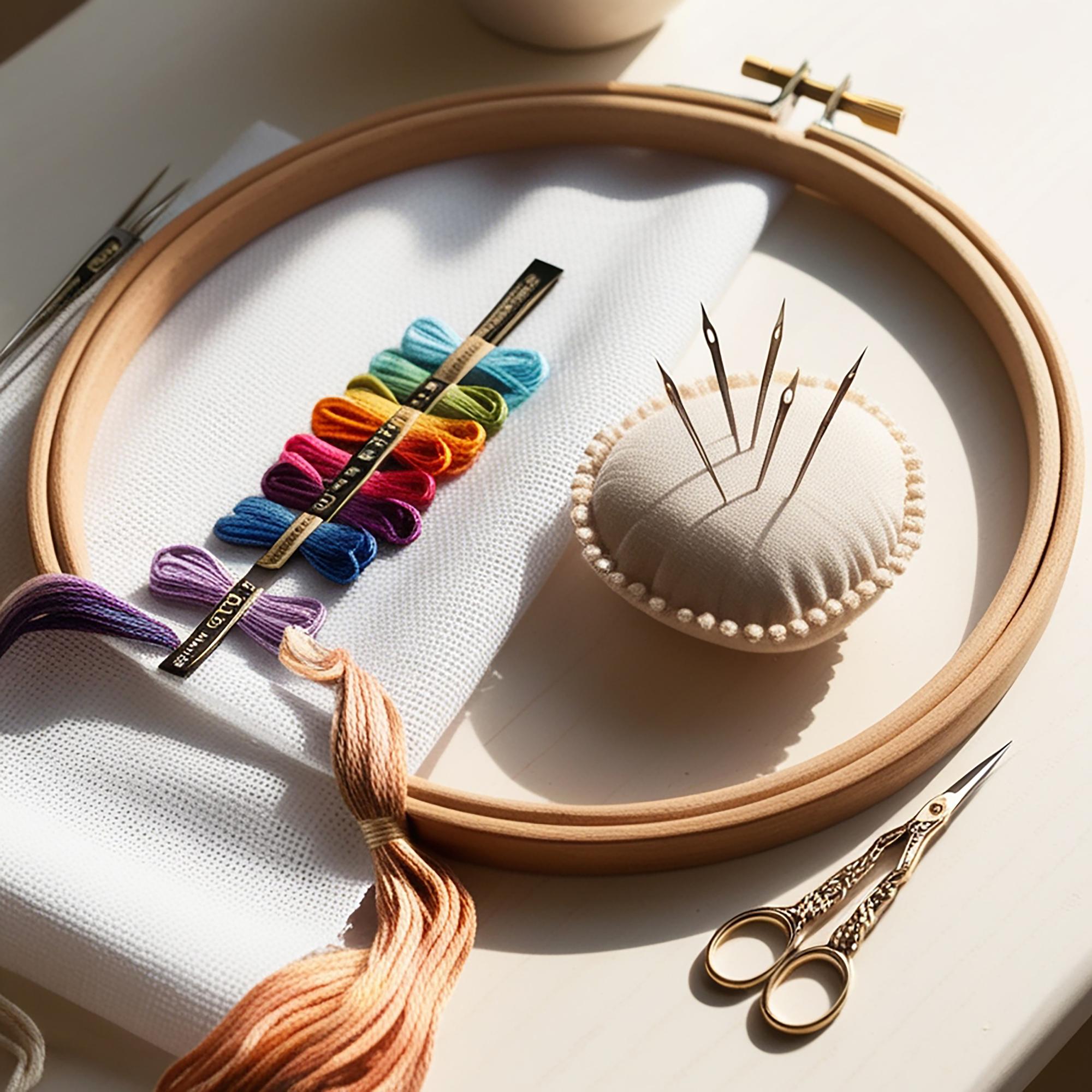 atelier portrait with embroidery details